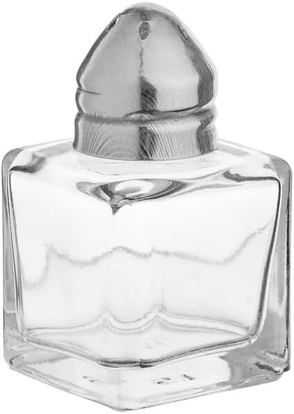 Mini Salt & Pepper Shakers Set - 12-Piece Glass Seasoning Dispensers with Stainless Steel Screw-On Lids - Compact, Washable, Reusable Spice Containers for Restaurant, Travel - 0.5oz.