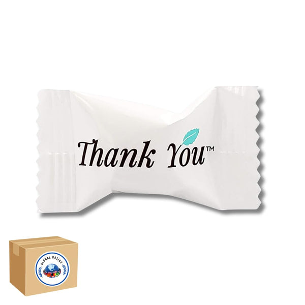 Global Basics Individually Wrapped Buttermint Candy | Thank You Mints | Bulk Set of 100 Individually Wrapped Buttermints