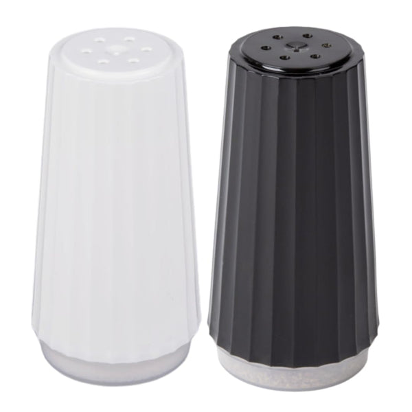 Disposable Salt and Pepper Shakers by Global Basics - Plastic Shaker Sets for Parties, Restaurants, Picnics, Cookouts - Prefilled Salt and Pepper Shakers with 4oz. Salt, 1.5oz. Pepper - 12-Pack