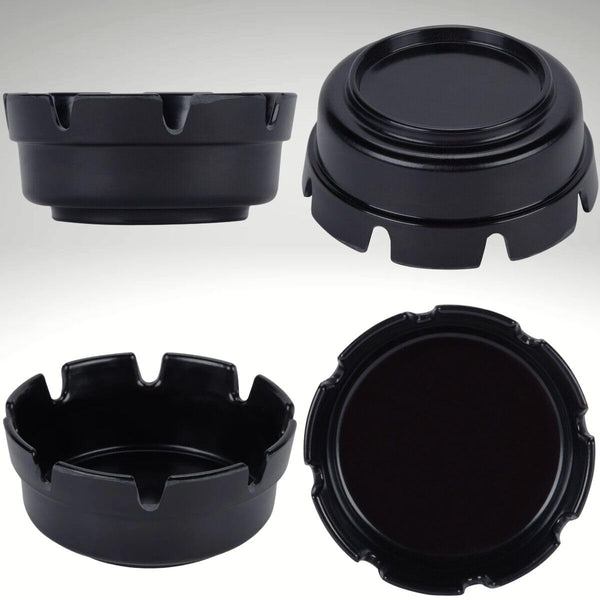 Black Plastic Ashtray Bakelite Plastic Notched Ashtray | 4 ¼” With 1 ¾” Well | 4 Pack of Black Ashtrays (4)