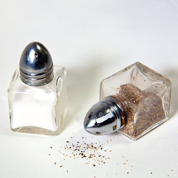 Mini Salt & Pepper Shakers Set - 12-Piece Glass Seasoning Dispensers with Stainless Steel Screw-On Lids - Compact, Washable, Reusable Spice Containers for Restaurant, Travel - 0.5oz.