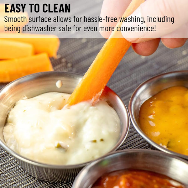 GLOBAL BASICS Vaso de condimento de acero inoxidable de 1.5 onzas, 12 tazas de salsa redondas, capacidad de 1.5 onzas, 12 tazas en total (12, 1.5 onzas)