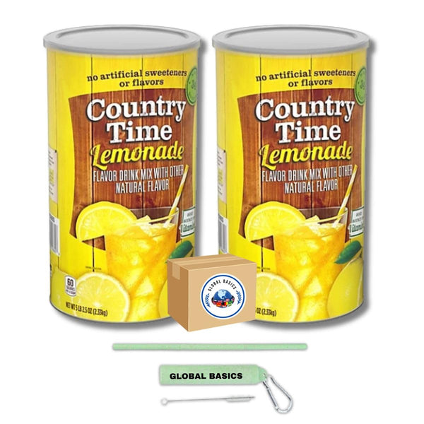 Global Basics Country Time Pink Lemonade Powdered Drink Mix | 1 Canister, 82.5 oz | Includes An Easy Scoop Measuring Cup!