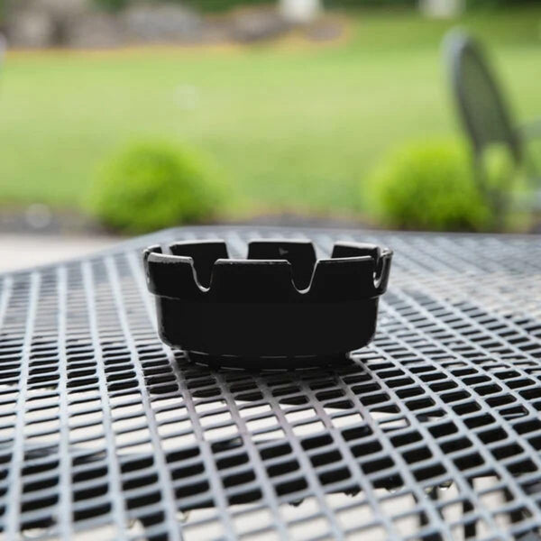 Black Plastic Ashtray Bakelite Plastic Notched Ashtray | 4 ¼” With 1 ¾” Well | 4 Pack of Black Ashtrays (4)