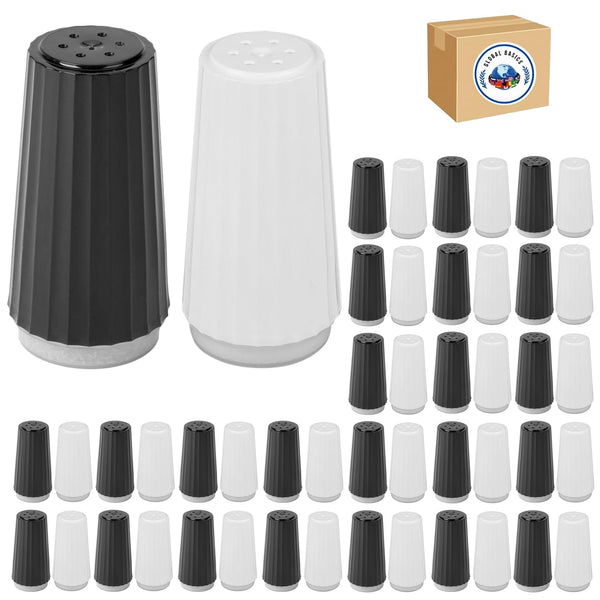 Disposable Salt and Pepper Shakers by Global Basics - Plastic Shaker Sets for Parties, Restaurants, Picnics, Cookouts - Prefilled Salt and Pepper Shakers with 4oz. Salt, 1.5oz. Pepper - 12-Pack