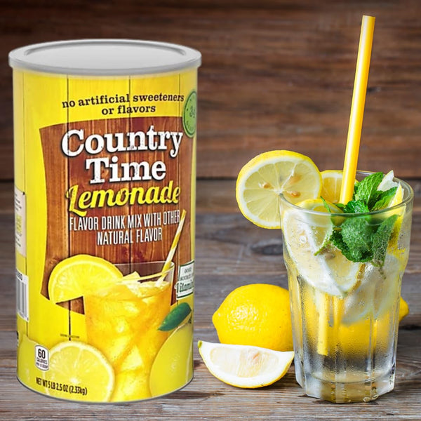Global Basics Country Time Pink Lemonade Powdered Drink Mix | 1 Canister, 82.5 oz | Includes An Easy Scoop Measuring Cup!