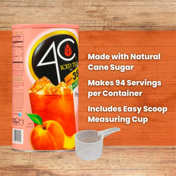 Global Basics 4C Iced Tea Lemon Flavored Powdered Drink Mix | Pack of 2 | 82.6 oz Per Canister - 165.2 oz TOTAL | Includes A Global Basics Reusable Straw Set! (Lemon)