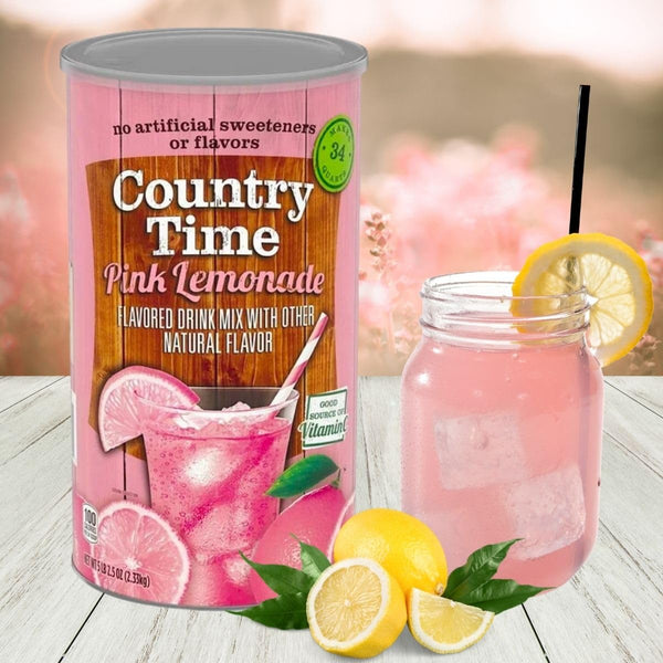 Global Basics Country Time Pink Lemonade Powdered Drink Mix | 1 Canister, 82.5 oz | Includes An Easy Scoop Measuring Cup!