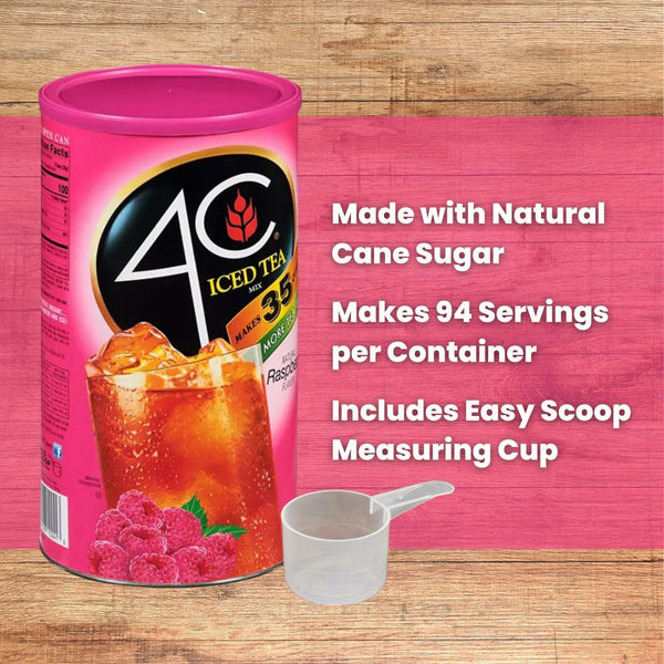 Global Basics 4C Iced Tea Lemon Flavored Powdered Drink Mix | Pack of 2 | 82.6 oz Per Canister - 165.2 oz TOTAL | Includes A Global Basics Reusable Straw Set! (Lemon)