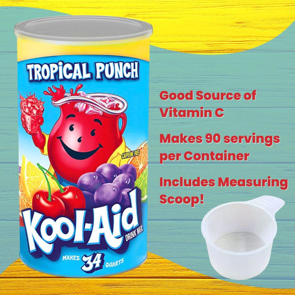 Global Basics Kool Aid Tropical Punch Flavored Powdered Drink Mix | Pack of 2 | 82.5 oz Per Canister - 165 oz TOTAL | Includes A Global Basics Reusable Straw Set!