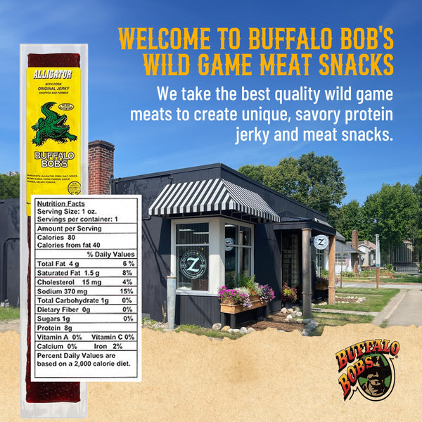 Buffalo Bob's Exotic Jerky (10-Pack), 10 Flavor Variety Pack of Exotic Snacks, Wild Game Jerky, Exotic Beef Jerky Gifts for Men