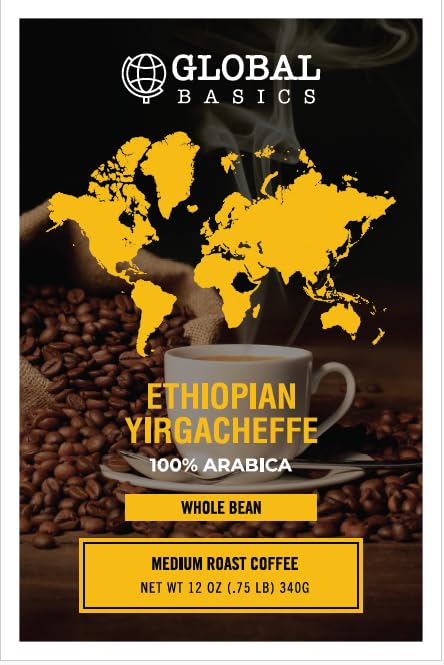 Ethiopian Yirgacheffe Whole Bean 12 Ounce Coffee - Medium Roast - Ehiopian Coffee