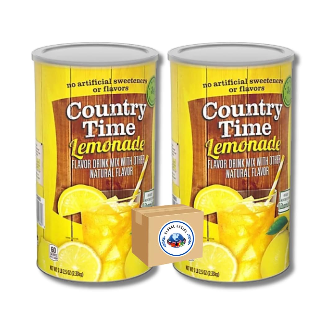 Global Basics 2 Pack of 82.5 oz Country Time Lemonade Powdered Drink Mix | 2 Canisters, 165 oz TOTAL