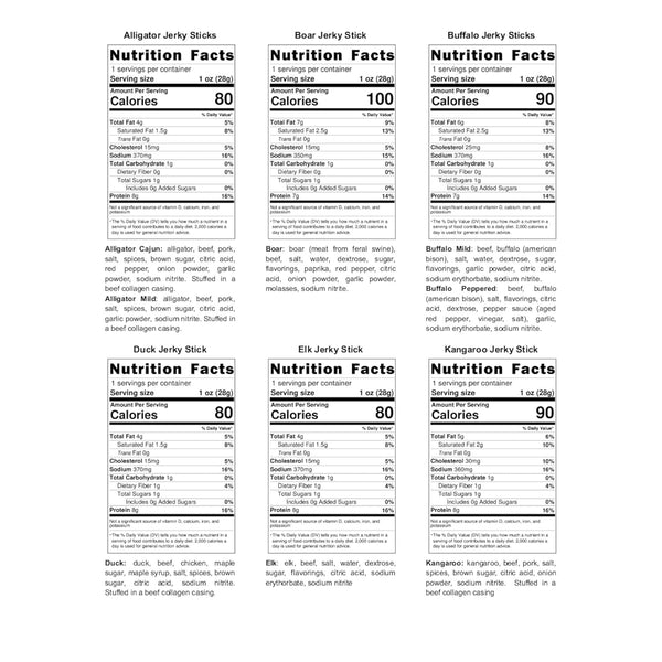 Buffalo Bob's Wild Game Meat Snacks Variety Pack (14 Items)