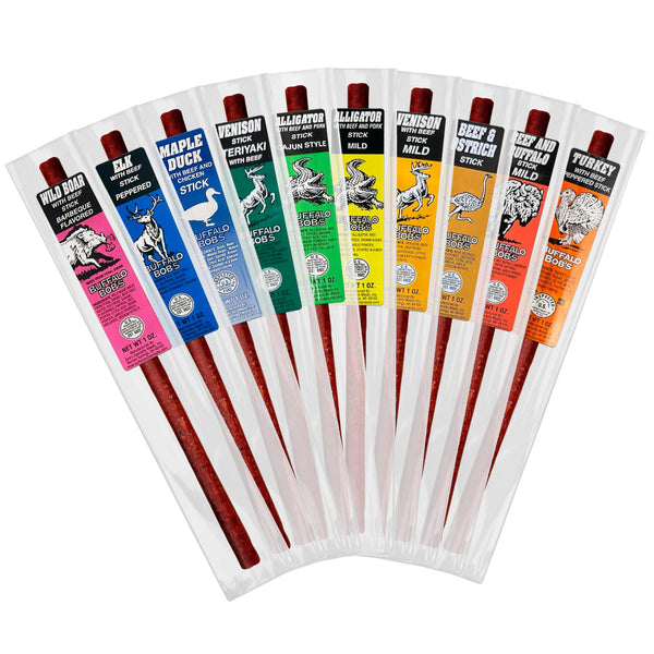 Buffalo Bob's Wild Game Meat Sticks - Jerky Sticks 10 Pack