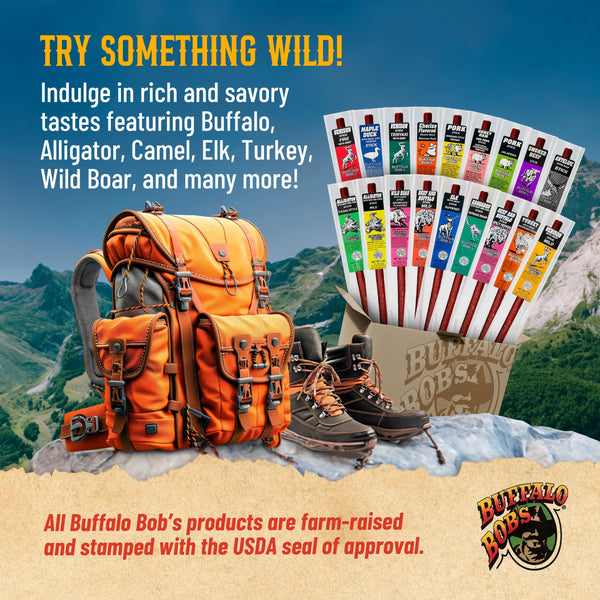 Buffalo Bob's Wild Game Meat Sticks - Jerky Sticks 10 Pack