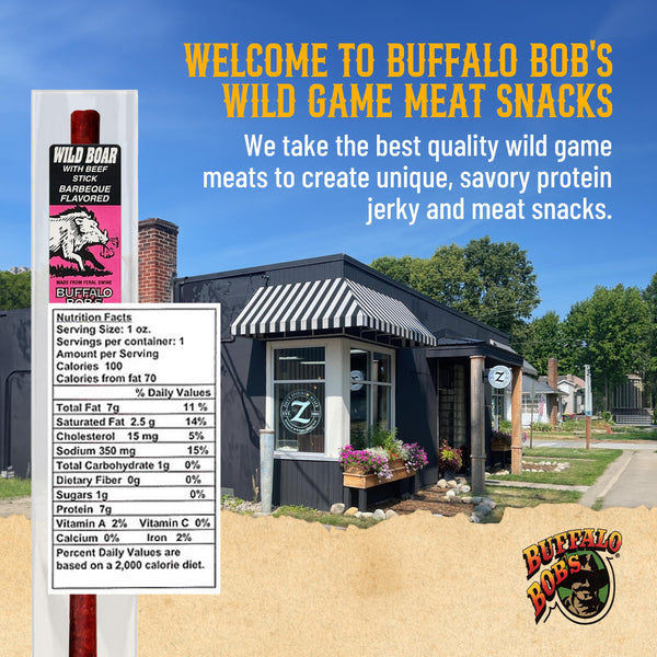 Buffalo Bob's Wild Game Meat Sticks - Jerky Sticks 10 Pack