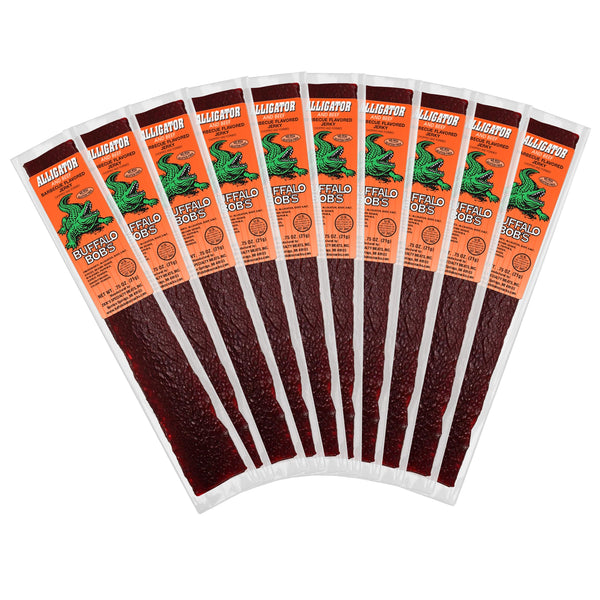 Buffalo Bob's Exotic Jerky (10-Pack), 10 Flavor Variety Pack of Exotic Snacks, Wild Game Jerky, Exotic Beef Jerky Gifts for Men