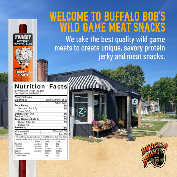 Buffalo Bob's Wild Game Meat Sticks - Jerky Sticks 10 Pack