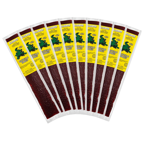 Buffalo Bob's Exotic Jerky (10-Pack), 10 Flavor Variety Pack of Exotic Snacks, Wild Game Jerky, Exotic Beef Jerky Gifts for Men