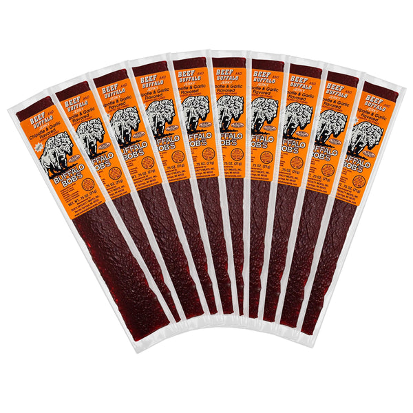 Buffalo Bob's Exotic Jerky (10-Pack), 10 Flavor Variety Pack of Exotic Snacks, Wild Game Jerky, Exotic Beef Jerky Gifts for Men