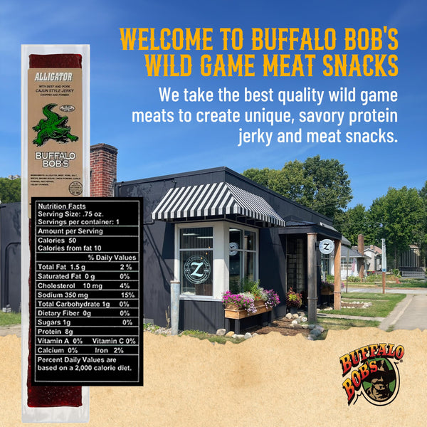 Buffalo Bob's Exotic Jerky (10-Pack), 10 Flavor Variety Pack of Exotic Snacks, Wild Game Jerky, Exotic Beef Jerky Gifts for Men