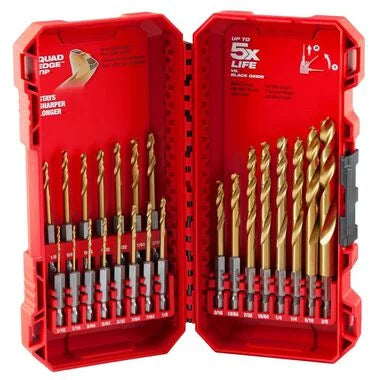 Milwaukee 48-89-4631 23-Piece Shockwave Impact Duty Thunderbolt Titanium Drill Bit Set w/ Anti-Walking 135 Degree Angled Tip and Storage Case